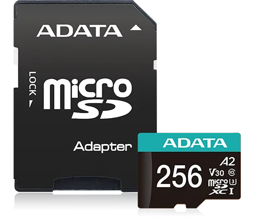כרטיס זכרון ADATA Premier Pro Micro SDXC UHS-I U3 AUSDX256GUI3V30SA2-RA1 - בנפח 256GB כולל מתאם SD