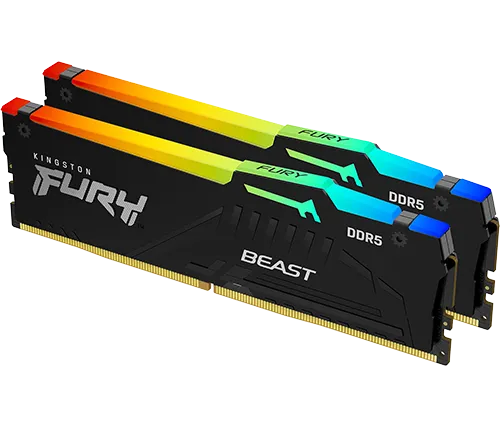 זכרון למחשב Kingston Fury Beast RGB DDR5 4800MHz 2X8GB KF548C38BBAK2-16 DIMM