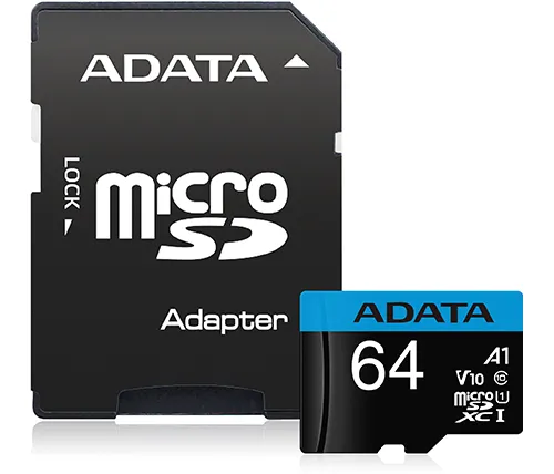 כרטיס זכרון ADATA Premier Micro SDXC UHS-I AUSDX64GUICL10A1-RA1 - בנפח 64GB כולל מתאם SD
