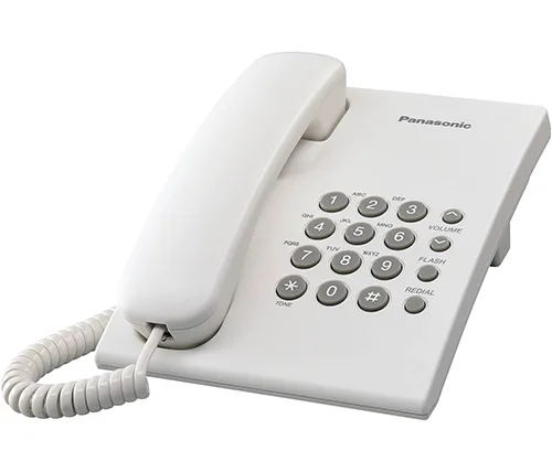 טלפון חוטי Panasonic KX-TS500 בצבע לבן