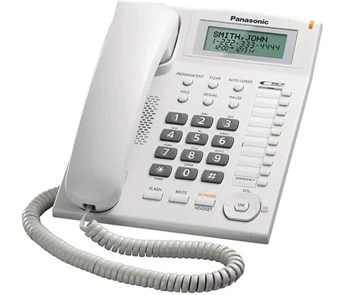 טלפון חוטי Panasonic KX-TS880MX בצבע לבן