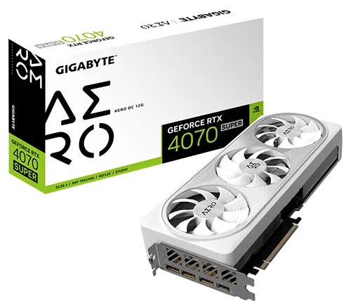 כרטיס מסך Gigabyte GeForce RTX 4070 SUPER Aero OC 12GB GDDR6X בצבע לבן